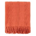 thumbnail image 1 of Orange Throw Blanket with Fringe,Salmon Knit Bed Throws,Fall Blanket for Couch Bed,50"x60", 1 of 8