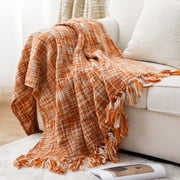 Orange Throw Blanket for Couch,Decorative Fall Blanket,Halloween Throws for Home Decor,50x60