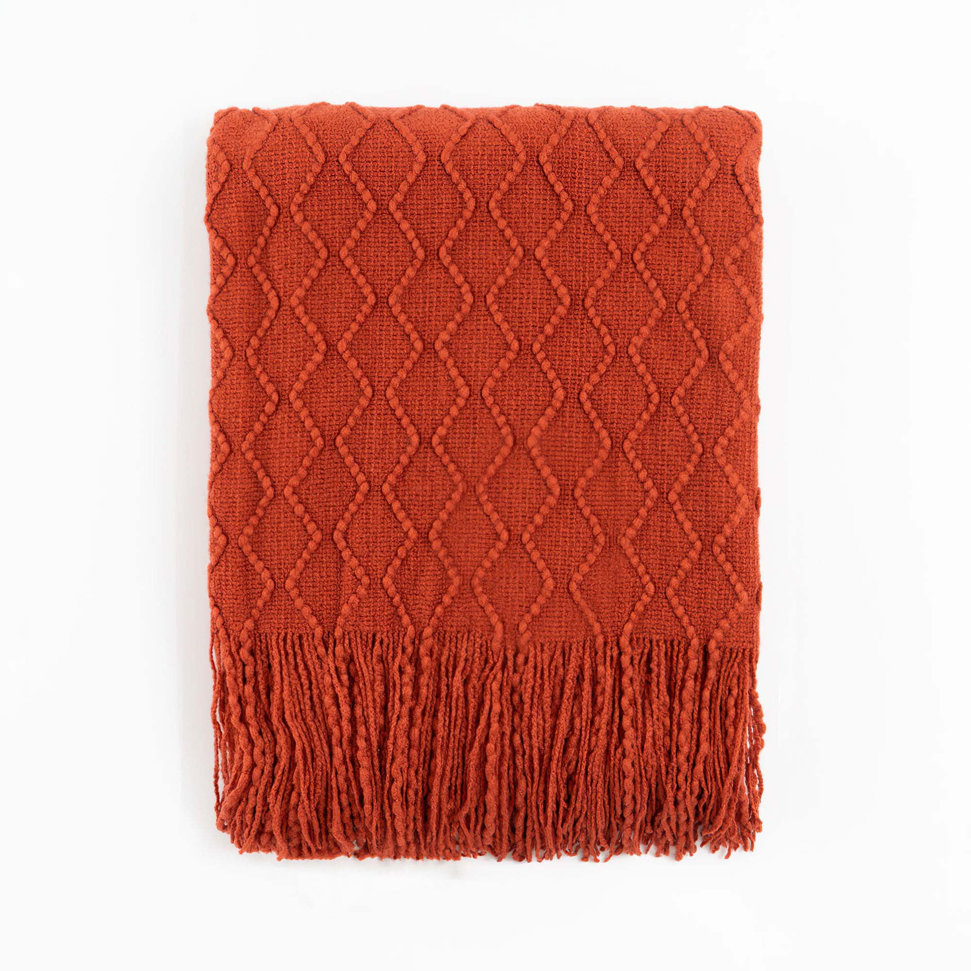 Battilo Rust Orange Throw Blanket for Couch, Knit Fall Throw Blanket