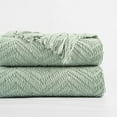 Battilo Sage Green Throw Blanket,Mint Green Knit Throw Blanket,Herringbone Throws,Housewarming