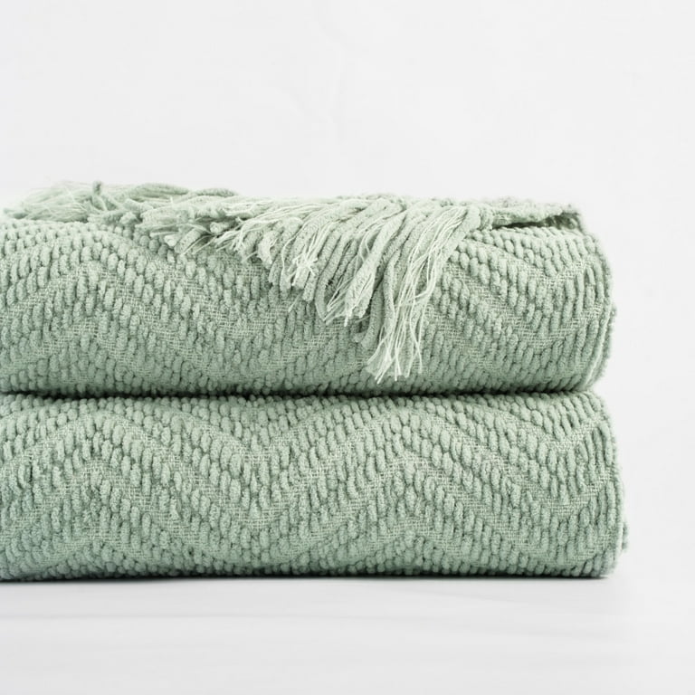 Battilo Sage Green Throw Blanket Mint Green Knit Throw Blanket Herringbone Throws Housewarming Gifts 50