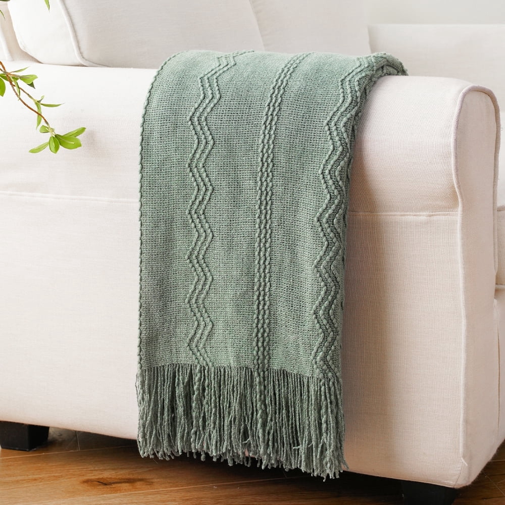 "Battilo Thick Sofa Throw Blanket, Sage Green, 50""x60"", Cozy Acrylic ...