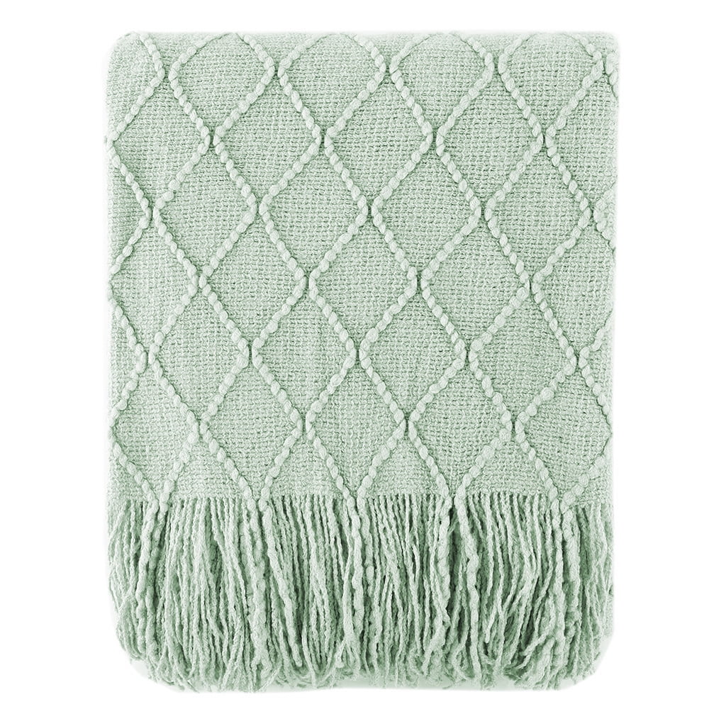 Battilo Sage Green Throw Blanket for Couch, Boho Bed Throws for Home Decor, Mint Green Throws