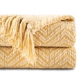 thumbnail image 1 of Battilo Mustard Yellow Throw Blanket, Knitted Woven Blanket for Living Room,Summer Throws,60"x80", 1 of 9