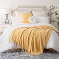 thumbnail image 1 of Battilo Yellow Throw Blanket for Couch, Knitted Mustard Throw Blankets for Bed Sofa, Decorative Woven Yellow Throws with Tassels, Soft Warm Blanket for All Seasons (Yellow, 50"x 60"), 1 of 6