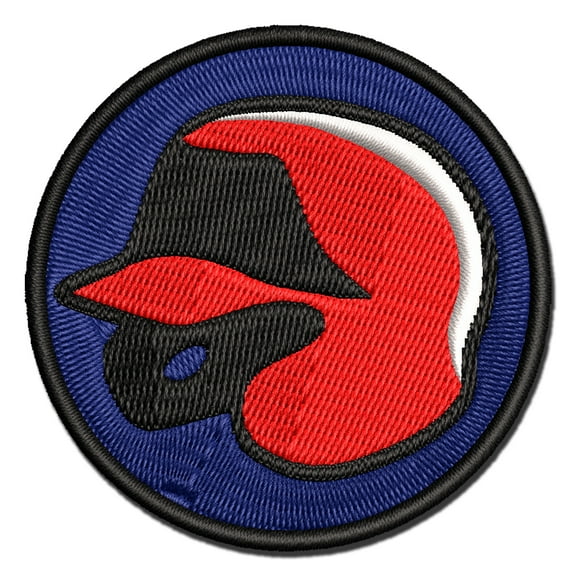 Batting Helmet Baseball Softball Applique Multi-Color Embroidered Hook & Loop Patch - 3.5 Inch Large