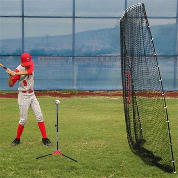 Batting Tee & Big Play Net - Red - Portable Set - Durable Fiberglass Design