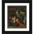 thumbnail image 1 of Battista Dossi 20x23 Black Ornate Framed Double Matted Museum Art Print Titled: Holy Family with a Shepherd (Early 1520s), 1 of 5