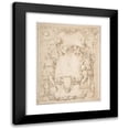 thumbnail image 1 of Battista Franco 15x18 Black Modern Framed Museum Art Print Titled - Drawing of Cartouche with Bearded Man Left, Young Man Crowned with Laurels Right, and Four Putti (1498-1561), 1 of 5