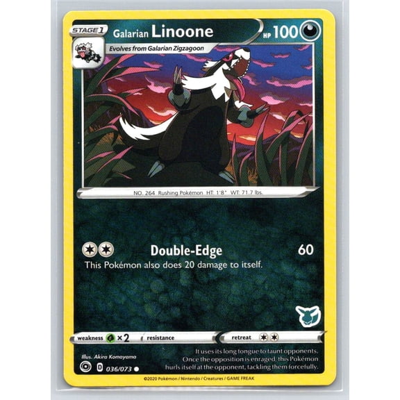 Pokmon TCG Galarian Linoone Battle Academy 2022 Promo #036/073 Trading Card