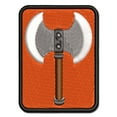 thumbnail image 1 of Battle Axe Dwarven Fantasy Weapon Applique Multi-Color Embroidered Iron-On Patch - 3 Inch Medium, 1 of 5