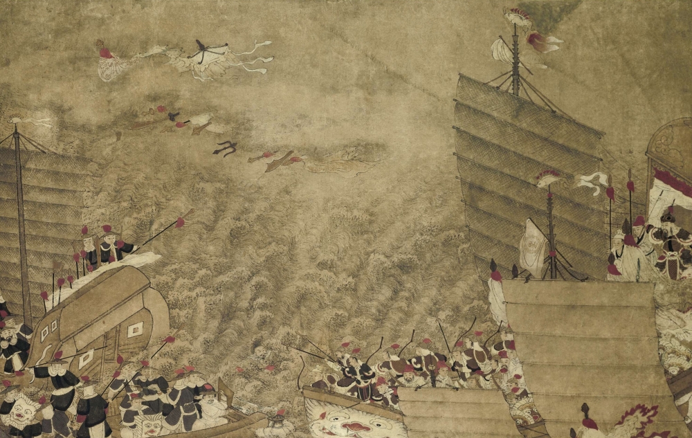 Battle Between Japanese And Chinese Pirates Canvas Art - (36 x 24)