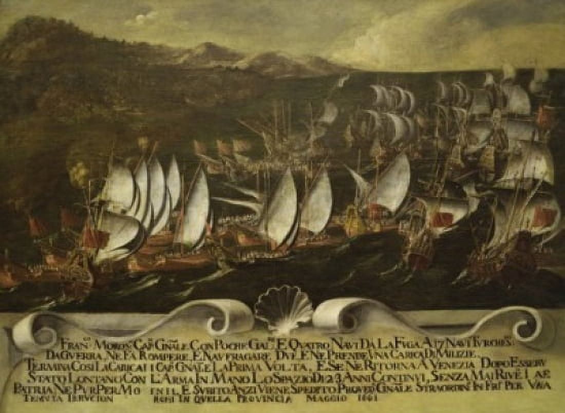 Battle Between Venice and the Turks 17th C Artist Unknown Museo Civico Correr Venice Italy Canvas Art - (18 x 24)