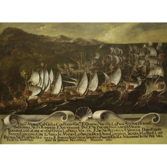 Battle Between Venice and the Turks, 17th C., Artist Unknown, Museo Civico Correr, Venice, Italy Poster Print (24 x 36)