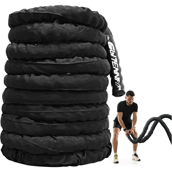 Battle Black Workout Rope 1 inch Battle for Home Gym 30ft Exercise for Working Out Heavy for Exercise Training Weighted Rope Weighted Workout Rope Battle Rope