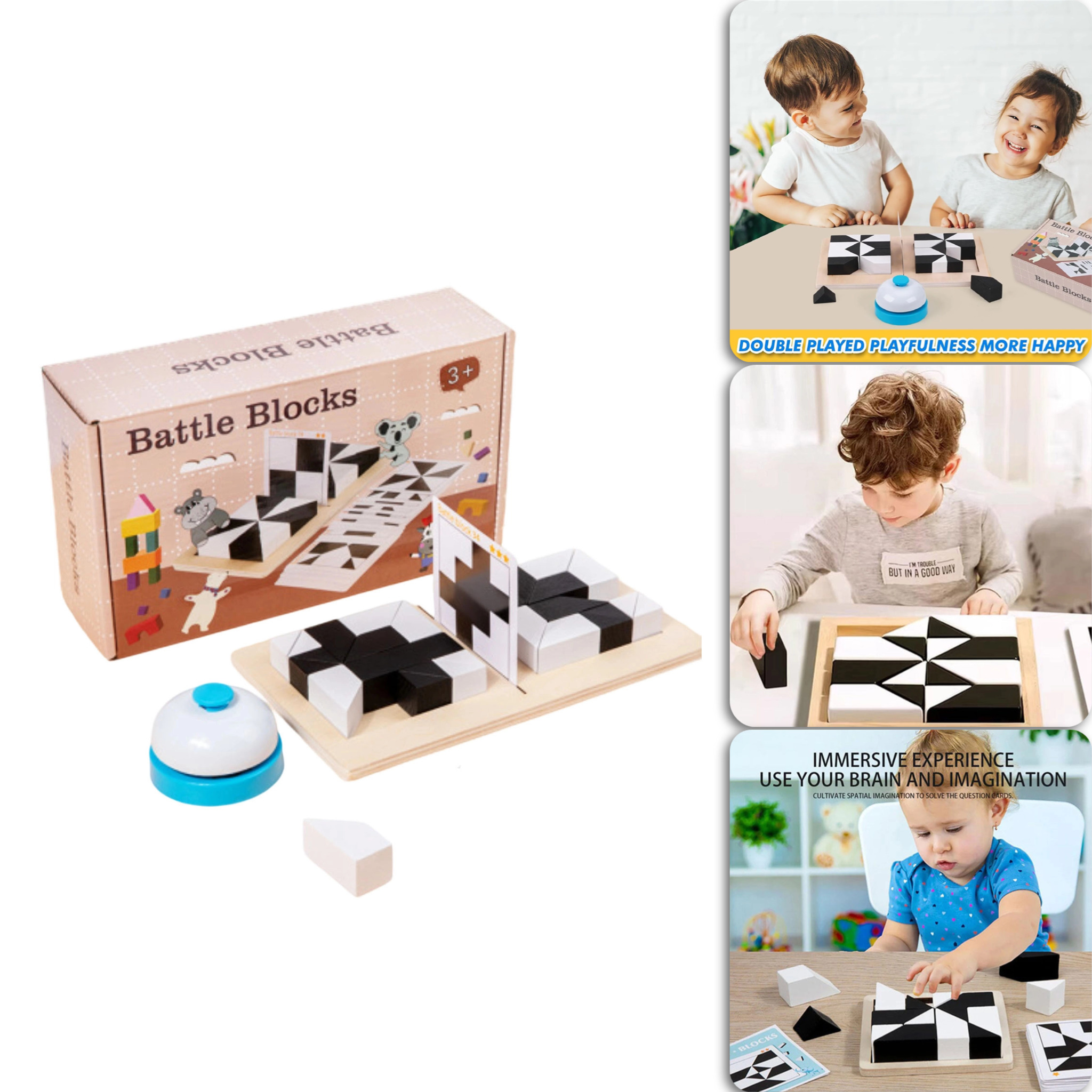 Battle Blocks IQ Test Mind Puzzle - 80 Challenges Wooden Block Logic ...