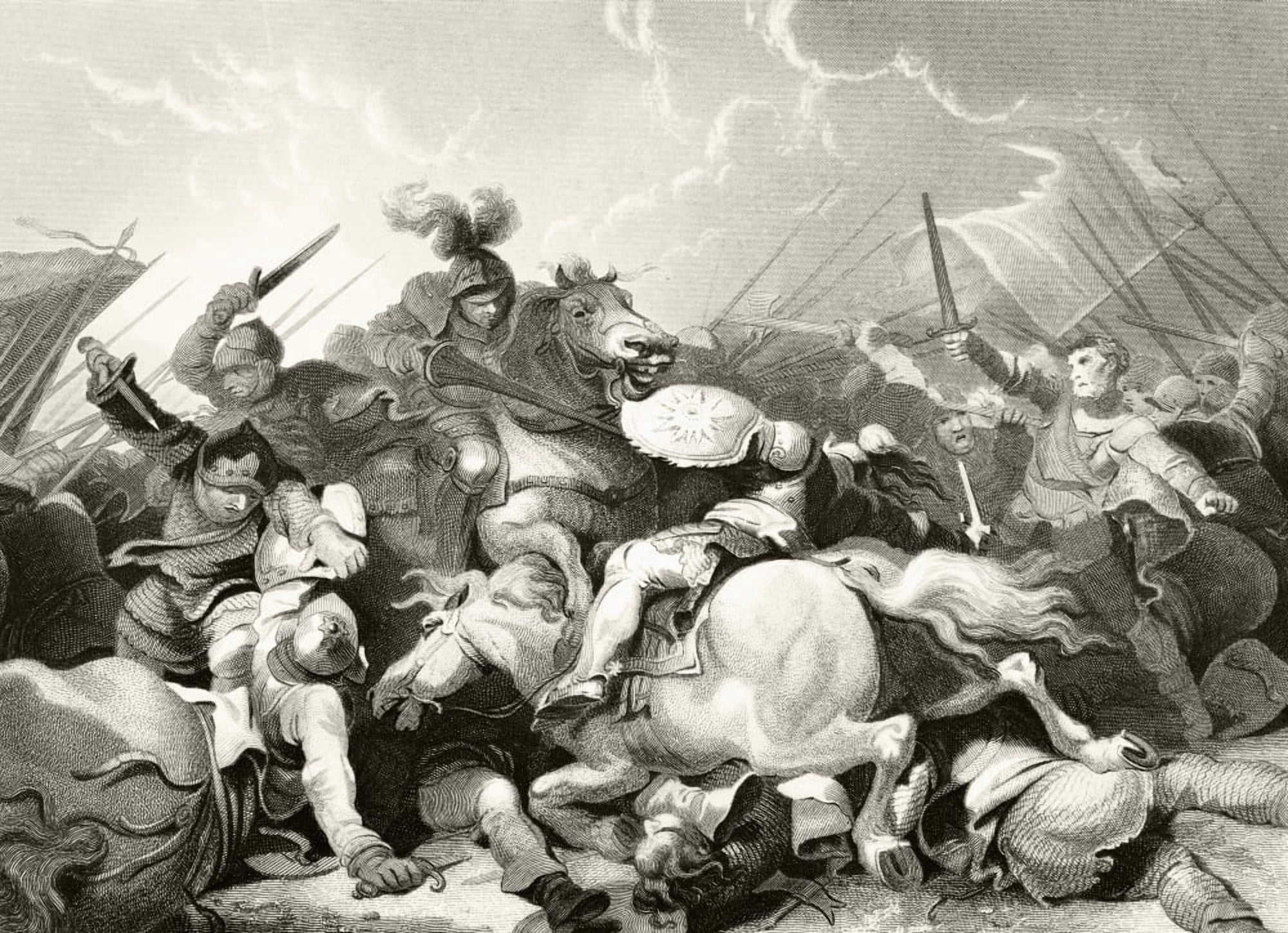 The Battle Of Bosworth Field August 22 1485 From The National And Domestic History Of England By William Aubrey Published London Circa 1890 Canvas Art - Ken Welsh Design Pics (17 x 12)