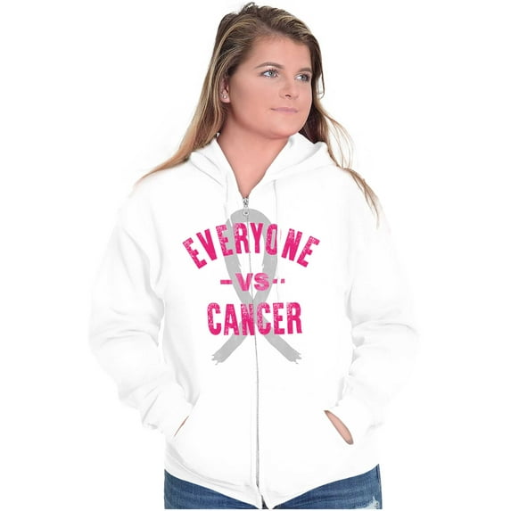 Battle Breast Cancer BCA Awareness Zip Hoodie Sweatshirt Women Brisco Brands L