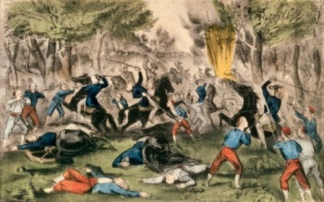 Battle of Bull Run Virginia July 21st 1861 Currier & Ives (Active 1857-1907 American) Color Lithograph Library of Congress Washington DC Canvas Art - Currier & Ives (18 x 24)