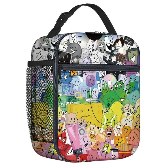 For Battle Cartoon Themed Dream Island Insulated Lunch Bag – Reusable Water Resistant Cooler Tote, with Mesh Side Pocket and Zipper, Lunch Box Size 8.66x4.33x10.24 Inch for Camping, Trips, Picnics