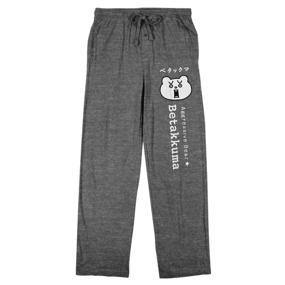 Battle Cats Betakkuma Men's Charcoal Sleep Pants-Medium