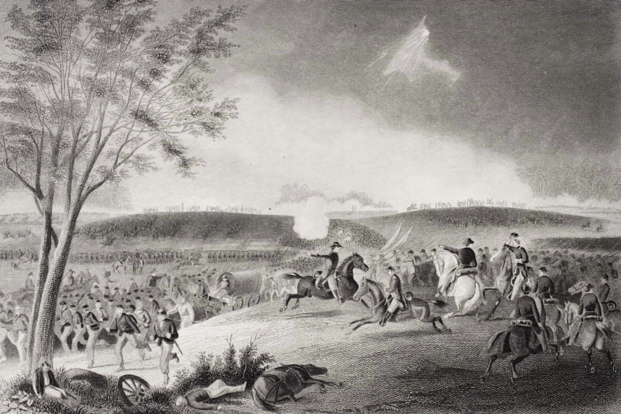 Battle Of Chancellorsville Virginia 1863 Showing General Sickles Division Covering The Retreat Artist John R Chapman Canvas Art - Ken Welsh Design Pics (17 x 11)