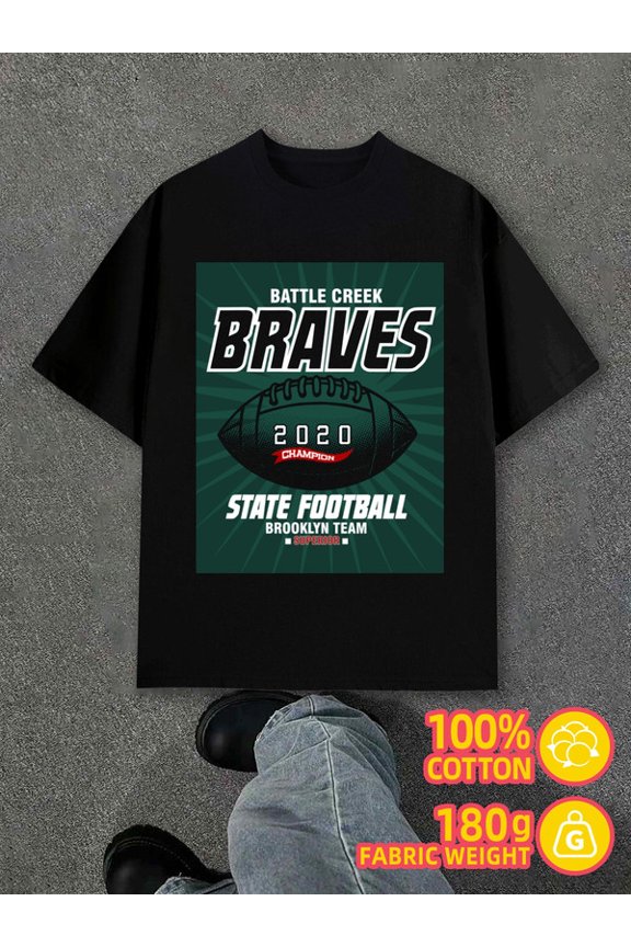 Battle Creek Braves mens black 180G 100% Cotton Comfortable loose T-shirt Unique Design Unisex Shirt Short Sleeve tshirts Retro Unisex Shirt Graphic tshirts