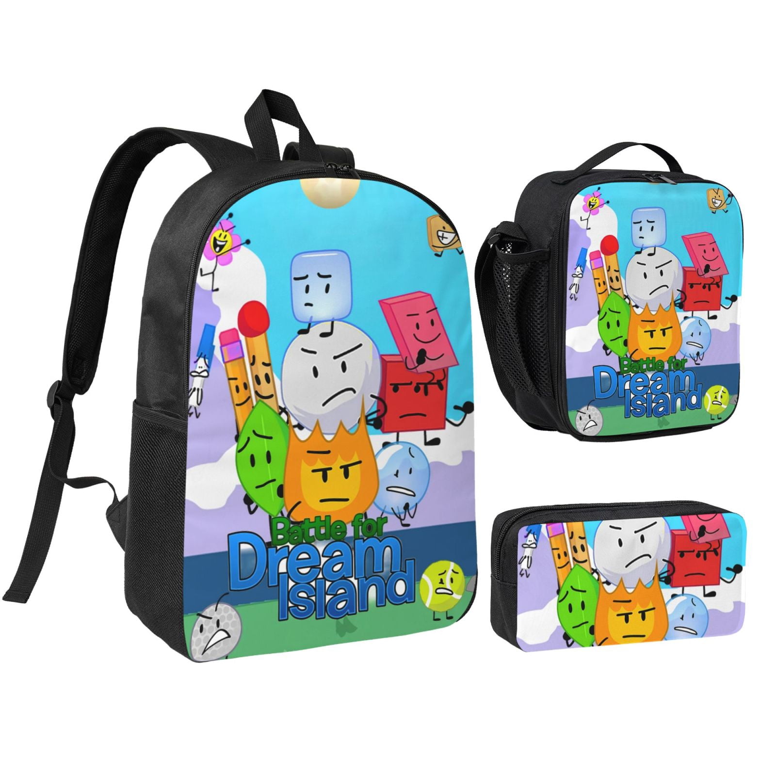 Battle For Dream Island Laptop Backpack 3 Piece Set with Lunch Box And ...