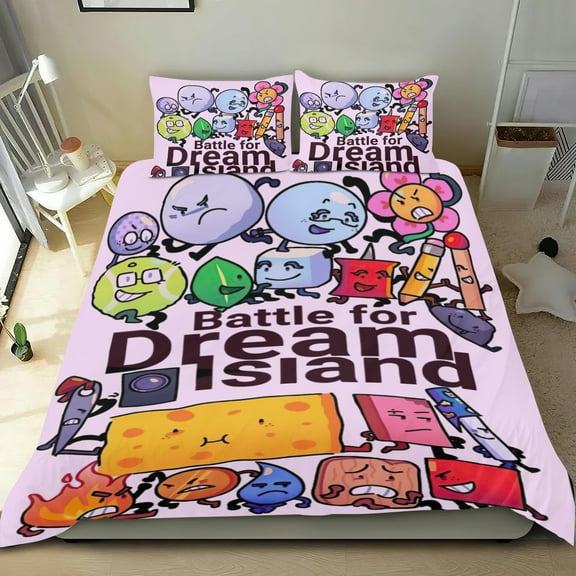 Battle for Dream Island Themed Bed Sheet Set Three Piece Set 36x75 In ches Comfortable And Skin Friendly Unique Design Creating A Star Studded Night Home Gifts For Family Friends fans