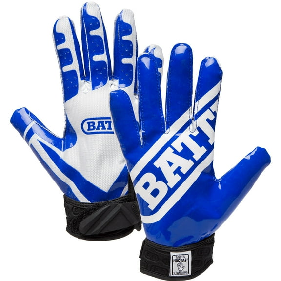 Battle Receivers Ultra-Stick Football Gloves - Youth Large - Blue/White
