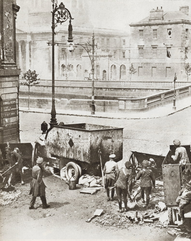 The Battle Of Four Courts Dublin Ireland During The Irish Civil War In 1922 From The Story Of 25 Eventful Years In Pictures Published 1935 Canvas Art - Ken Welsh Design Pics (13 x 17)