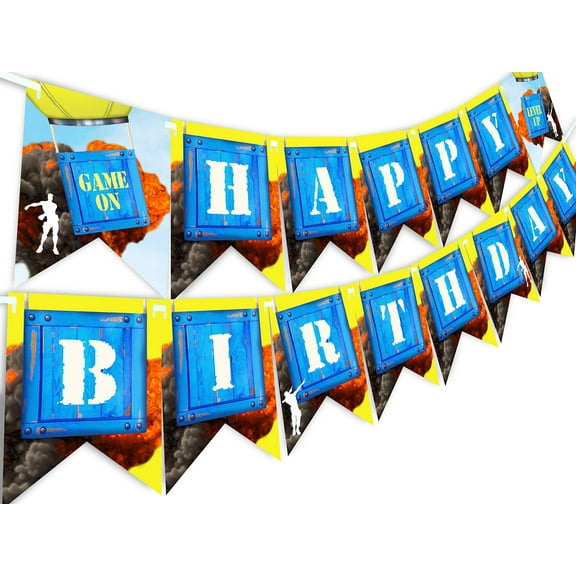 Battle Gaming Party Happy Birthday Banner - Nite Game Party Supplies - Game Truck Party Decorations - Battle Gaming Banner