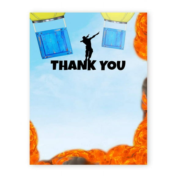 Battle Gaming Thank You Cards - 20 Cards + 20 Envelopes - Gaming Party Thank You Cards - Battle B