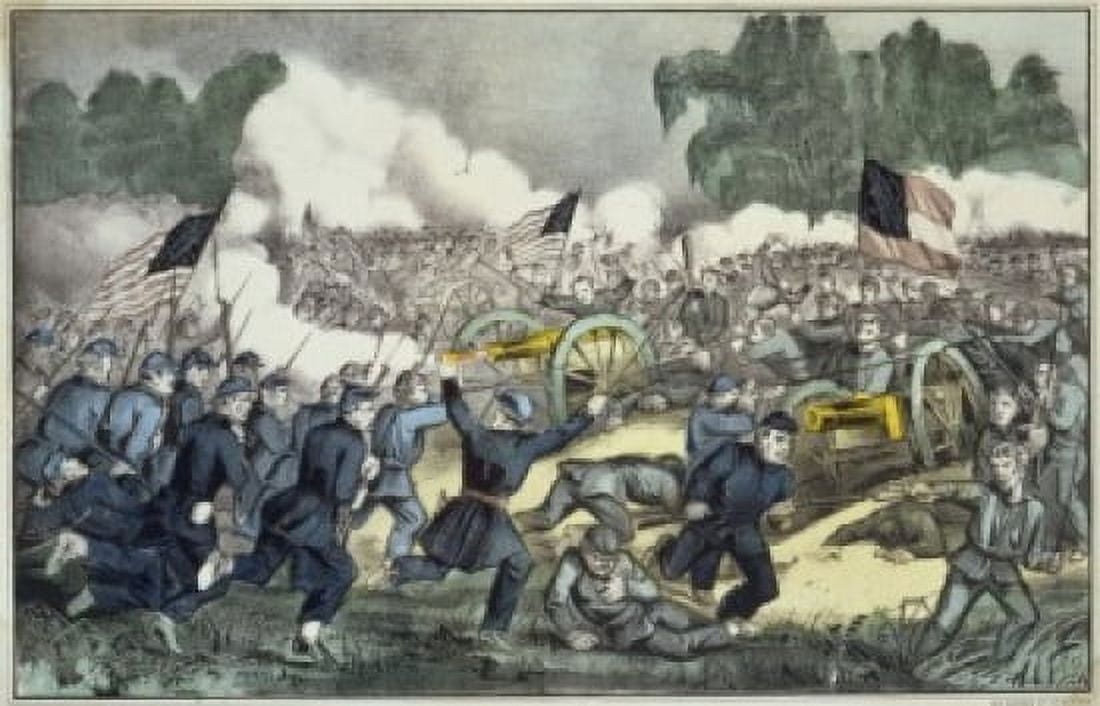 The Battle of Gettysburg Pennsylvania July 3rd 1863 Currier & Ives (Active 1857-1907 American) Color Lithograph Library of Congress Washington DC Canvas Art - Currier & Ives (18 x 24)