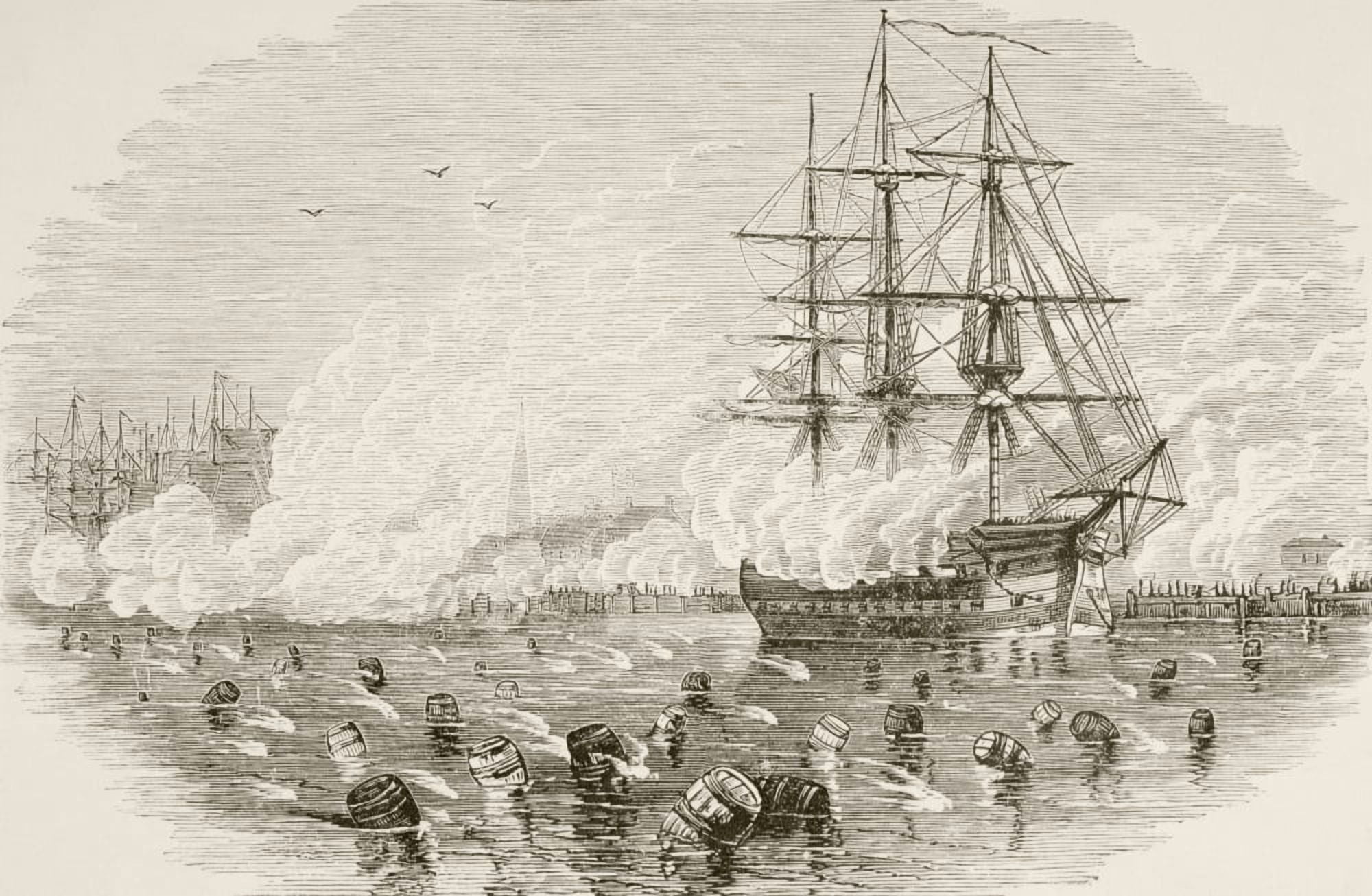 The Battle Of The Kegs January 6 1778 An Incident In Philadelphia Harbour During The American Revolutionary War From A 19Th Century Illustration Canvas Art - Ken Welsh Design Pics (36 x 22)