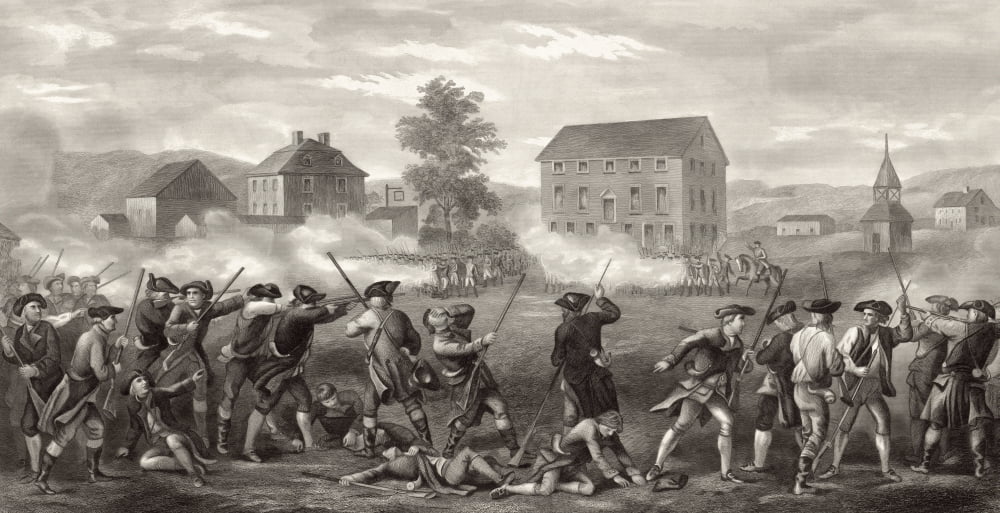 The Battle Of Lexington April 19 1775 First Shots Of The American War Of Independence From A Print Published 1903 By John H Daniels And Sons Boston Canvas Art - Ken Welsh Design Pics (40 x 20)