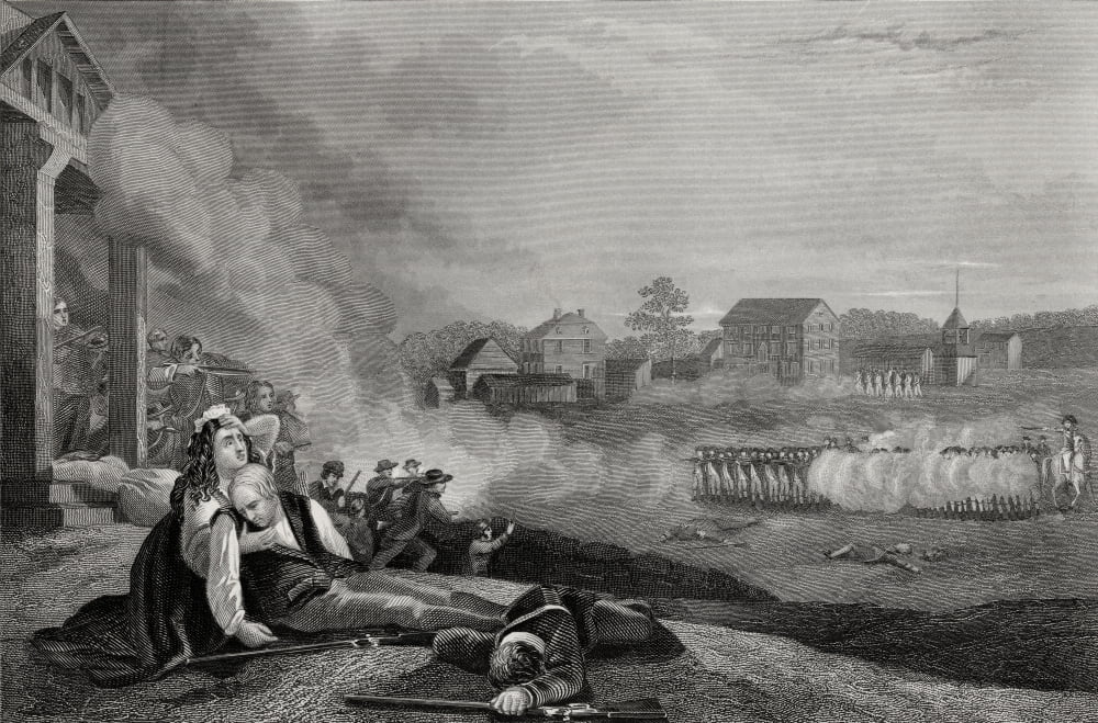 Battle At Lexington And Concorde Massachusetts Usa 1775 Engraved By J Rogers After Mcnevin From A 19Th Century Print Canvas Art - Ken Welsh Design Pics (34 x 22)