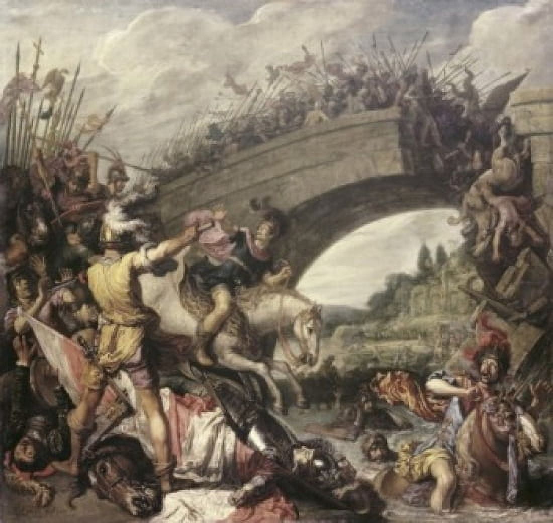 Battle at the Mulvian Bridge - 312 AD Pieter Lastman (1583-1633 Dutch) Mumicipal Art Collection Augsburg Germany Canvas Art - Pieter Lastman (24 x 36)