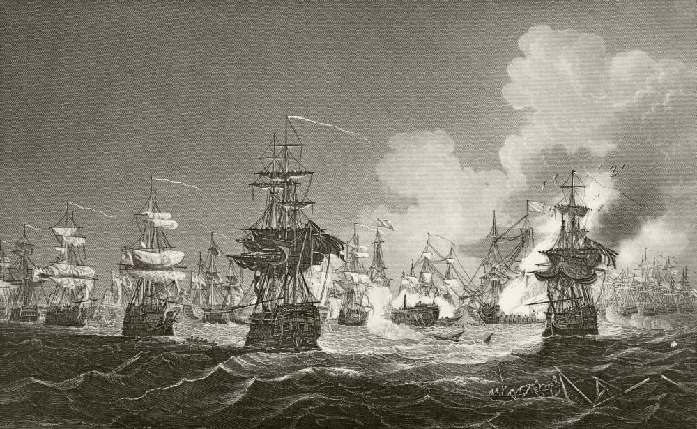 The Battle Of The Nile From The National And Domestic History Of England By William Aubrey Published London Circa 1890 Canvas Art - Ken Welsh Design Pics (18 x 11)