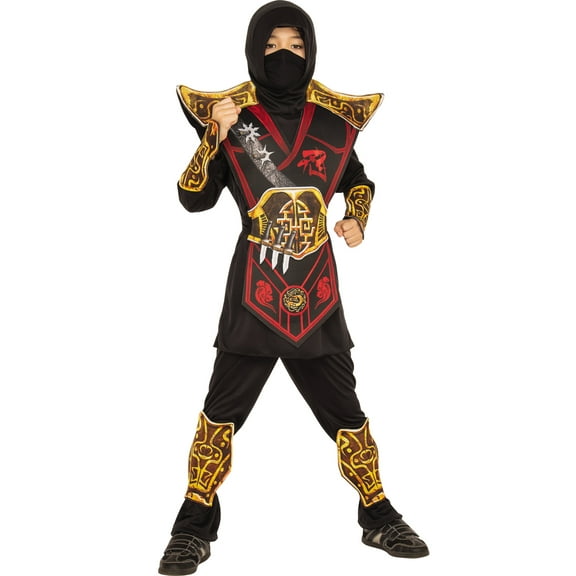 Battle Ninja Boys Royal Warrior Gold Red Child Halloween Costume-S