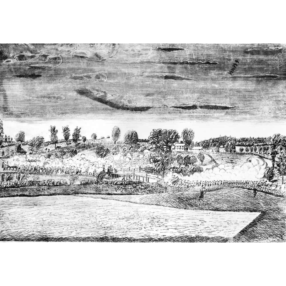 Battle Of Concord 1775. Nthe Engagement At The North Bridge Concord