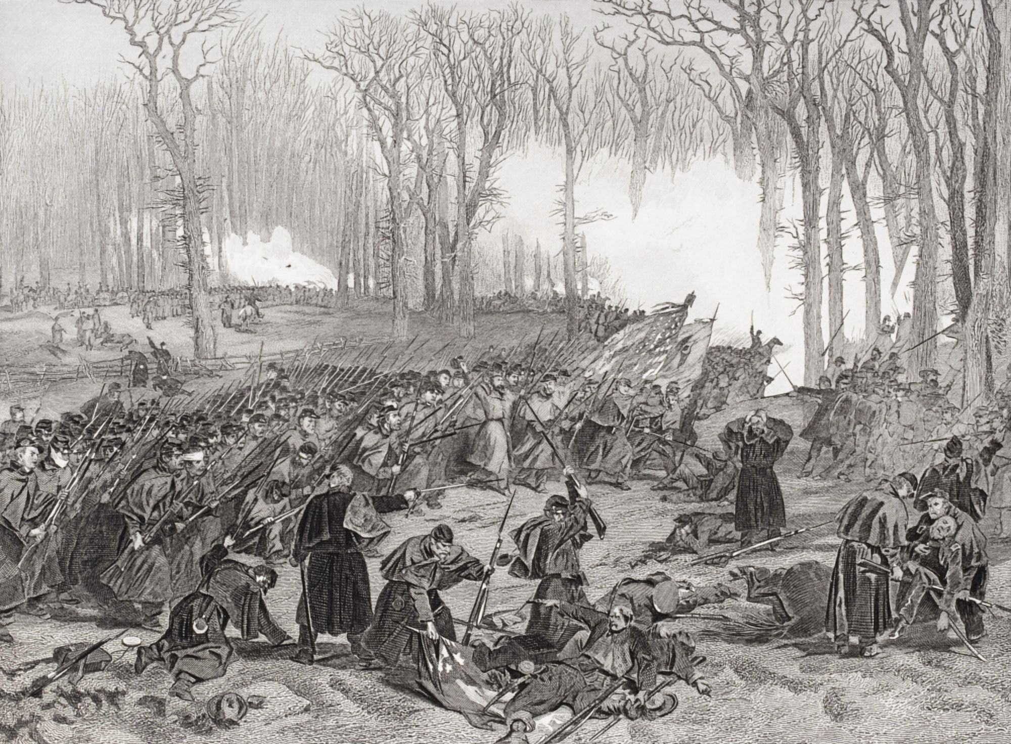Battle Of Mill Creek Kentucky 1862 From Painting By Alonzo Chappel Canvas Art - Ken Welsh Design Pics (34 x 24)