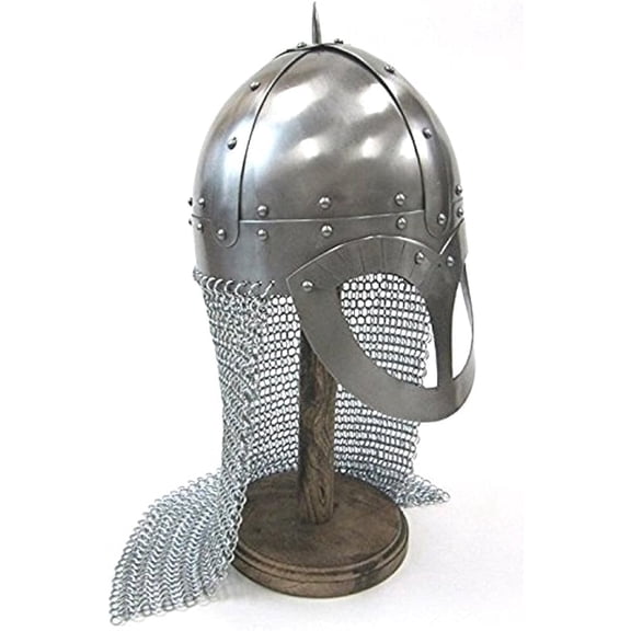Battle Ready Viking Vendel Helmet Spectacle Helmet with Chainmail Steel Viking Norse Spectacle Armour LARP Costume Rustic Vintage Home Decor Gifts