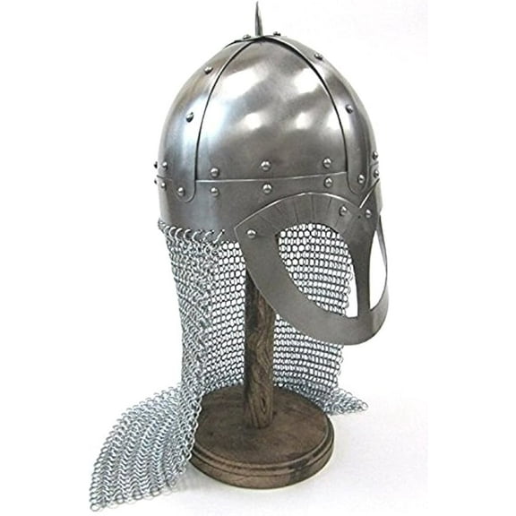 Battle Ready Viking Vendel Helmet Spectacle Helmet with Chainmail Steel Viking Norse Spectacle Armour LARP Costume Rustic Vintage Home Decor Gifts