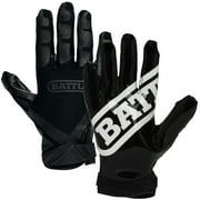 Battle Receivers Double Threat Football Gloves - Youth Medium - Black/Black