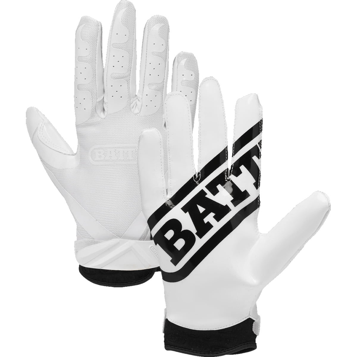Battle Receivers Double Threat Football Gloves - Youth XL - White/White