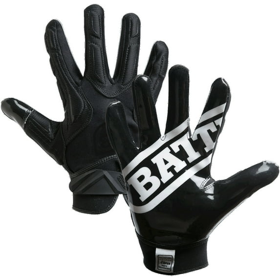 Battle Receivers Hybrid Ultra-Stick Football Gloves - Youth Medium - Black