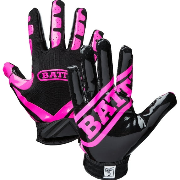 Battle Receivers Ultra-Stick Football Gloves - XL - Pink/Black