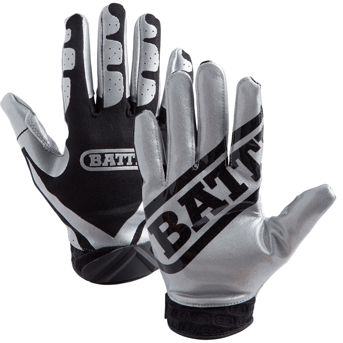 Battle Receivers Ultra Stick Football Gloves 2XL Silver Black