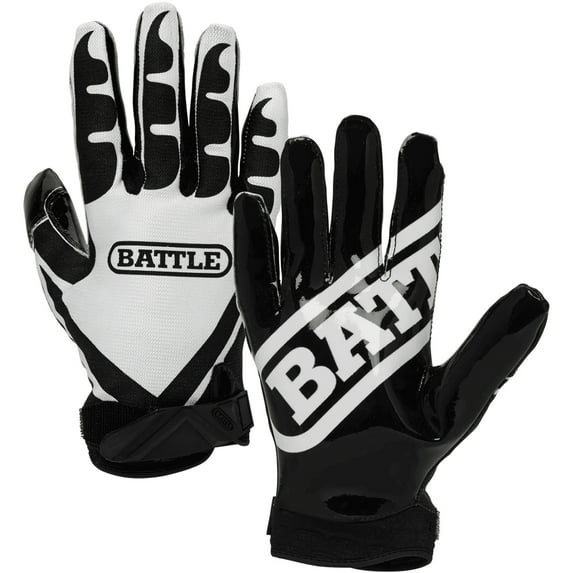 Battle Receivers Ultra-Stick Football Gloves - Youth Medium - Black/White